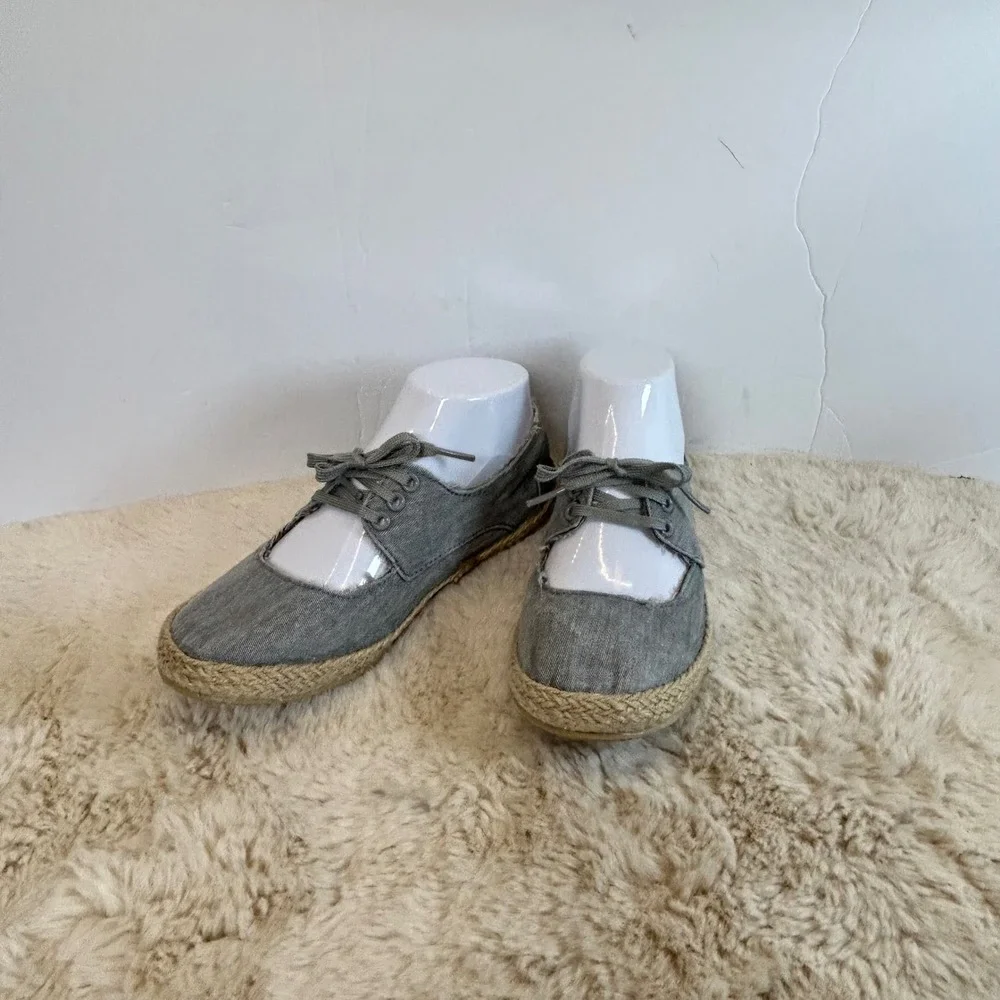 Rocket Dog Gray‎ Canvas Espadrille Lace Up Mary Jane Shoes Women's